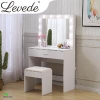 Levede Dressing Table tool Set LED Makeup Mirror Jewellery organizer Cabinet With 12 Bulbs