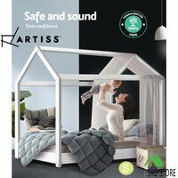 Artiss Wooden Bed Frame Single Size Mattress Base Pine Timber Platform White