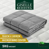 Giselle Bedding 5KG Cotton Weighted Gravity Blanket Deep Relax Calming Adult Light Grey