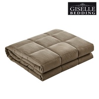 Giselle Bedding 9KG Cotton Gravity Weighted Blanket Deep Relax Calm Adult Brown