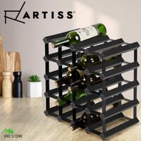 Artiss 20 Bottle Timber Wine Rack Wooden Storage Wall Racks Holders Cellar Black