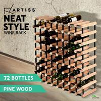 Artiss 72 Bottle Timber Wine Rack Wooden Storage System Cellar Organiser Stand