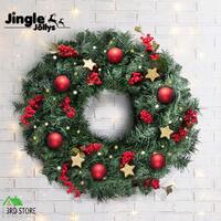Jingle Jollys 60cm Christmas Wreath Tree Green Garland Hanging Ornaments Decor