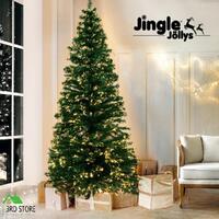 Jingle Jollys Christmas Tree 1.8M 6FT LED Xmas Fibre Optic Multi Warm White
