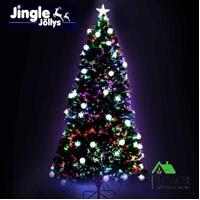 Jingle Jollys Christmas Tree Xmas Fibre Optic LED Green Multi Colour 2.1m 7FT
