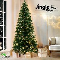 Jingle Jollys Christmas Tree 2.1M 7FT LED Xmas Fibre Optic Multi Warm White