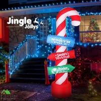 JingleJollys Inflatable Christmas 2.4M Candy Pole Lights Xmas Outdoor Decoration