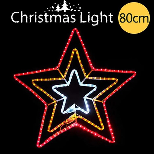 Three Colour Christmas Star Light Display with Controller - 6m