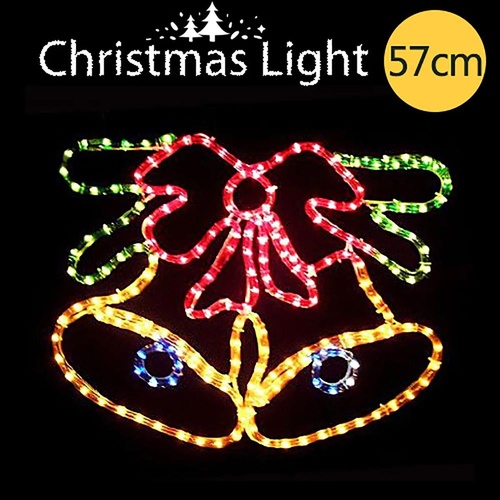 57cm x 40cm Christmas Bells with Bow Light Display Vibrant Colourful Rope Light