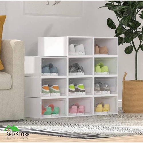 Advwin 15PCS Shoe Storage Box Stackable Sneaker Display Rack Plastic White