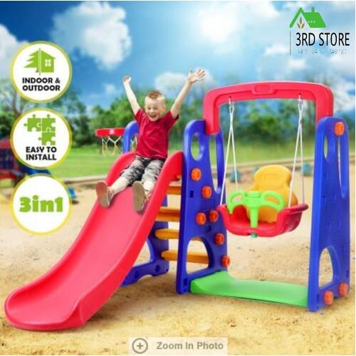 Kids Slide Swing Basketball Ring Activity Center Toddlers Outdoor Play Toys Set