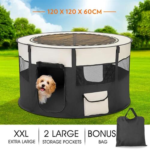 RETURNs XXL Portable Soft Pet Playpen Dog Cat Puppy Play Round Crate Cage Tent Travel
