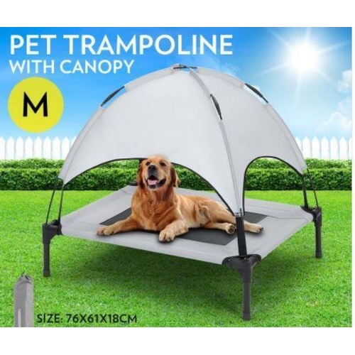 M Pet Bed Trampoline Dog Cat Heavy Duty Frame Hammock Puppy Cover w/ Canopy
