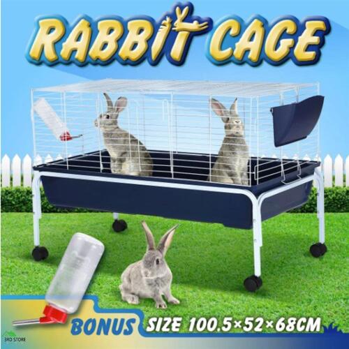 Rabbit Hutch Metal Pet Bunny House Cage Mobile Safety Pen Small Animal Home