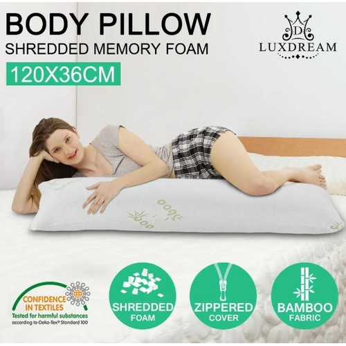 BAMBOO Body Pillow Memory Foam Full Large Natural Maternity Pregnancy Support