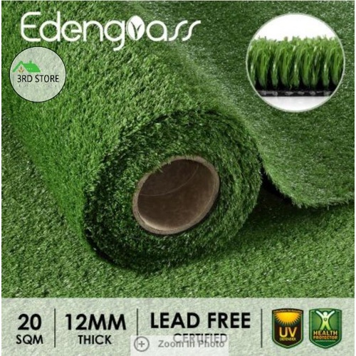 20SQM 2x10m Artificial Grass Synthetic Turf Plastic Plant Floor Fake Lawn 12mm