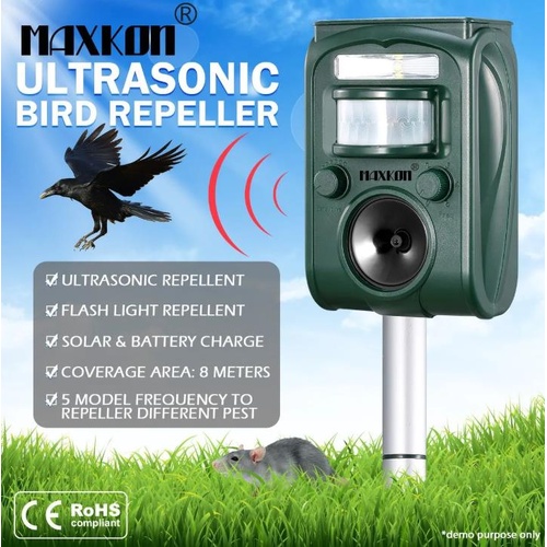 Ultrasonic Solar Powered Bird Pest Repeller Animal Rat Repellent w/LED Indicator