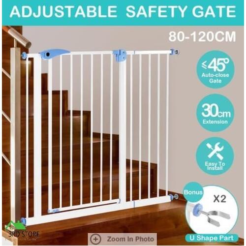 100CM Height Baby Pet Child Safety Security Gate Stair Barrier w/ 30CM Extension