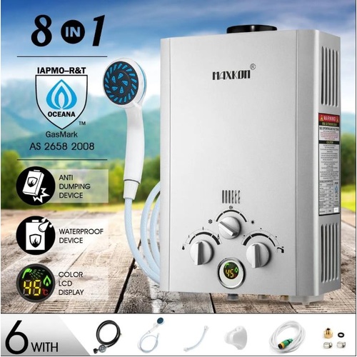 MAXKON 520L/Hr Portable Outdoor Gas Hot Water Heater Shower Camping LPG Instant