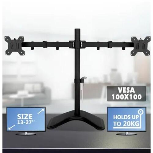 13"-27" Dual Screen Monitor Stand TV Bracket Computer Display Desk Mount Holder