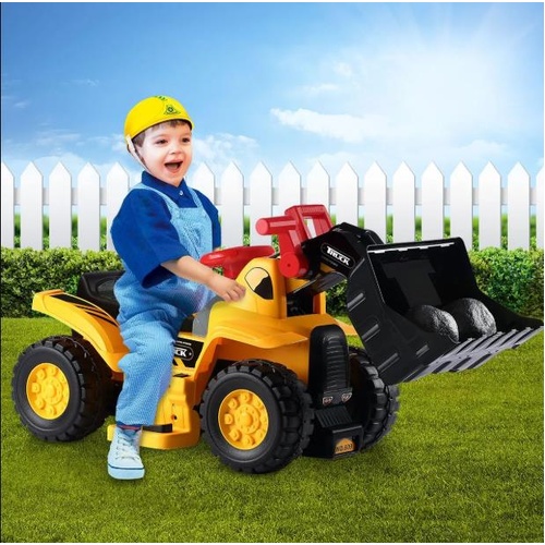 Kids Bulldozer 6V Electric Ride on Digger Car with Toy Stones & Safety Helmet