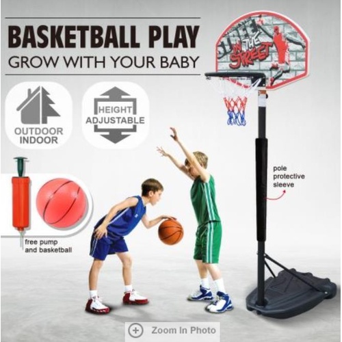 Genki 1.4m-1.9m Adjustable Kids Basketball Hoop System Stand w/ Pole Protective