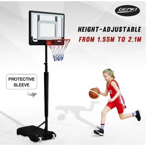 Genki Portable Basketball Hoop System Stand Kids w/Pole Protective 1.55m-2.1m