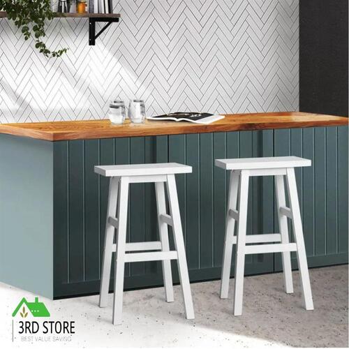 RETURNs Artiss Bar Stools Kitchen Counter Stools Wooden Chairs White x2