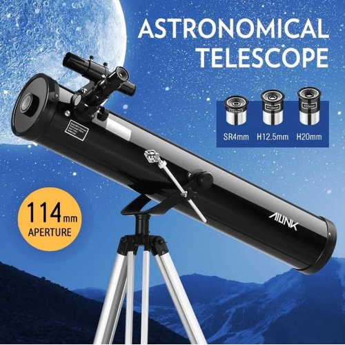 Astronomical Telescope 114mm Aperture 675x Zoom HD High Resolution w/3 Eyepieces