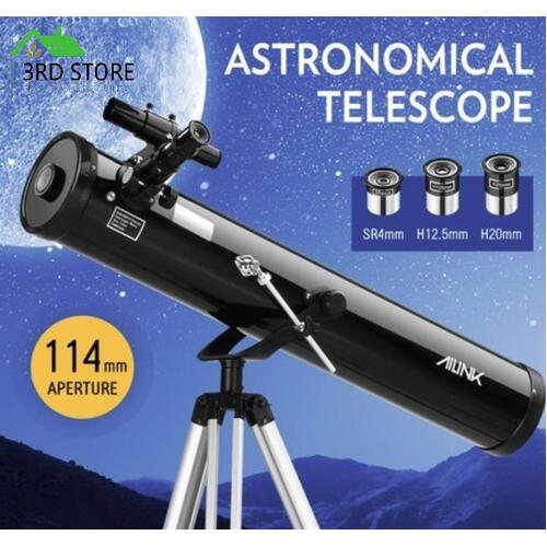 Astronomical Telescope 114mm Aperture 675x Zoom HD High Resolution w/3 Eyepieces