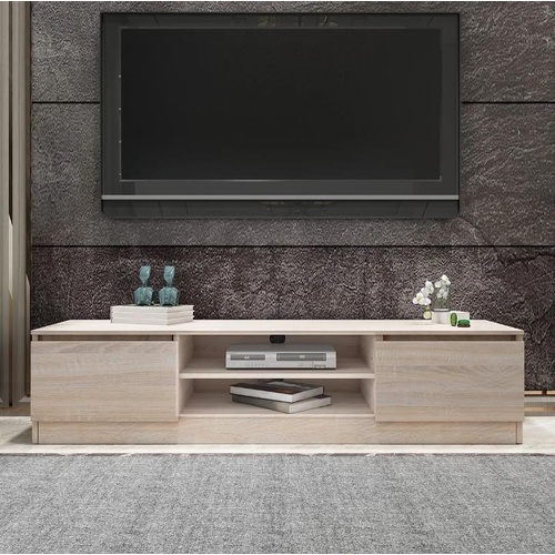 TV Stand Entertainment Unit 2 Doors Wooden Storage Cabinet Furniture - Oak