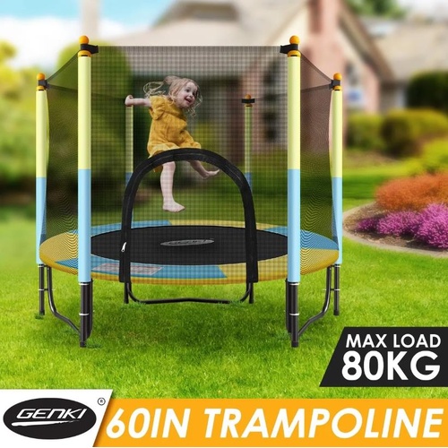 Genki 60" Round Kids Mini Trampoline Indoor Outdoor Rebounder Gym Safety
