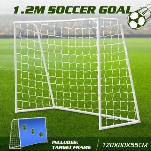 120CM Metal Soccer Goal Net Frame Portable Football Backyard Park Training Set