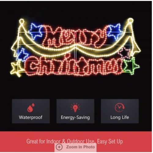 Merry Christmas LED Rope Lights Steady Glow Super Bright Xmas Party Decoration