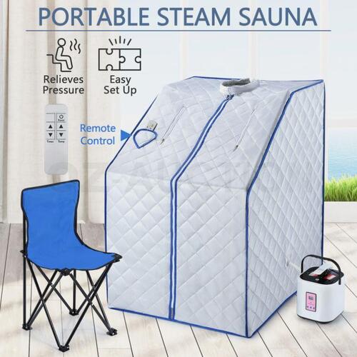 Portable Steam Sauna Tent Home Steamer Skin Body Spa Kit W/Chair+Remote Control