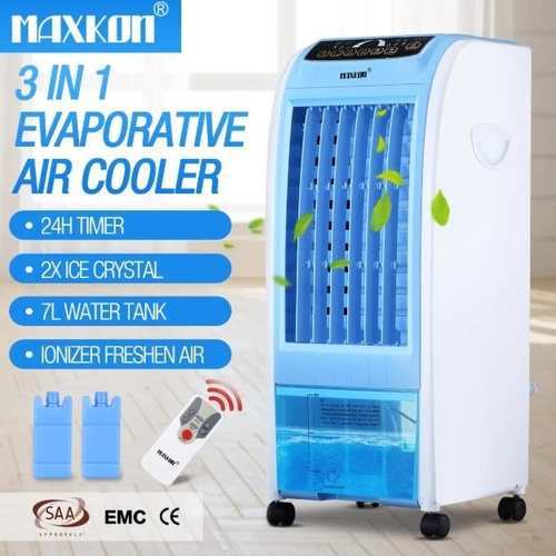 MAXKON 7L Portable Evaporative Air Cooler Ice Crystal Fan Humidifier Conditioner
