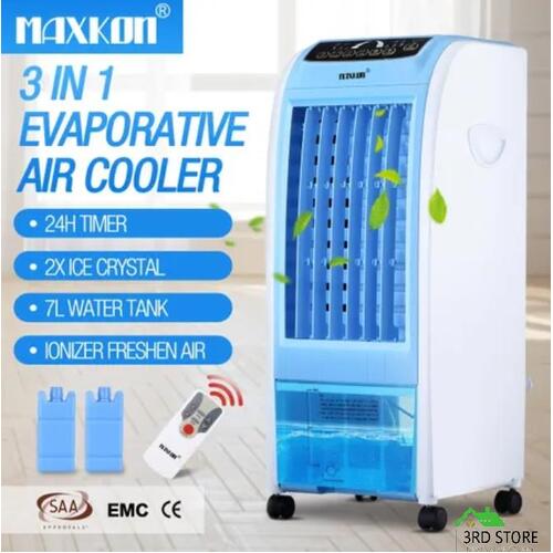 RETURNs MAXKON 7L Portable Evaporative Air Cooler Ice Crystal Fan Humidifier Conditioner