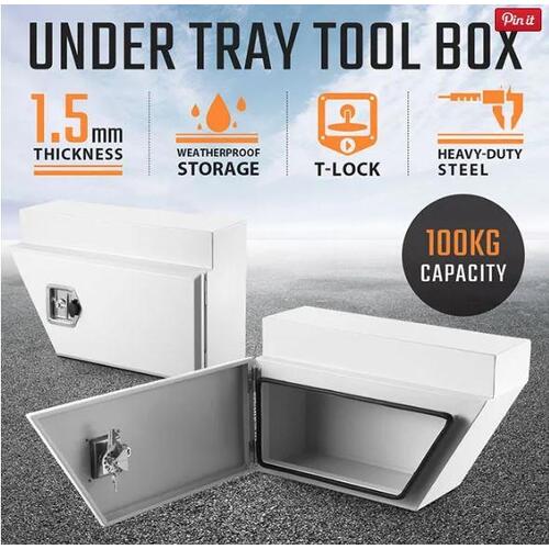 Pair of Under Tray Tool Boxes Steel Truck Trailer Bed Box Underbody Toolbox Set