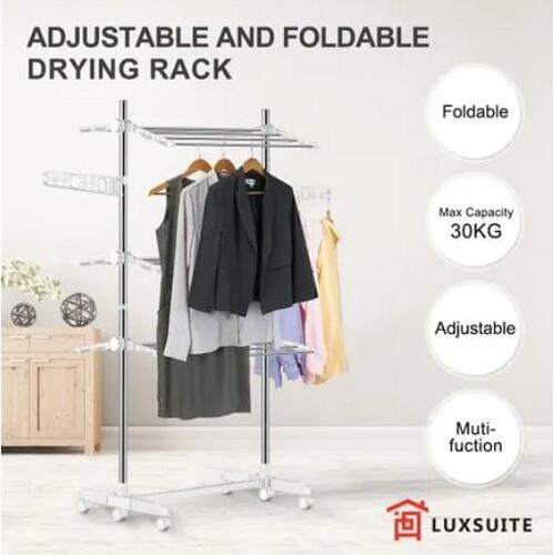 Foldable 6 Tiers Clothes Airer Drying Rack Indoor Outdoor Laundry Garment Hanger