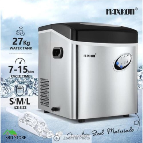Maxkon 27KG Ice Maker Machine Fast Freezer Commercial Ice Cube Tray Silver