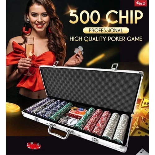 500 Holographic Butterfly Chip Professional Poker Set Casino Dice Aluminium Case