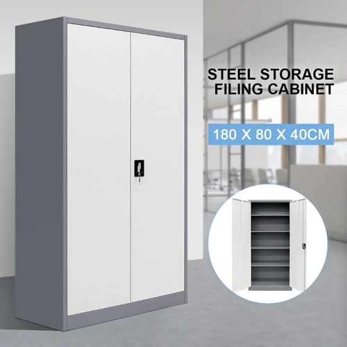 180cm Storage Cabinet Steel Stationary Cupboard Filing File Metal Locker WH&GR
