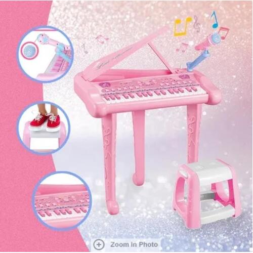 37 Key Kids Electronic Keyboard Piano Organ Musical Toy w/Microphone & Stool