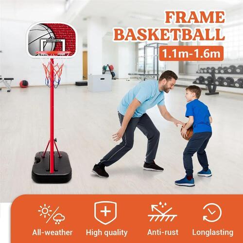 1.6m Kids Portable Basketball Hoop Stand System w/Adjustable Height