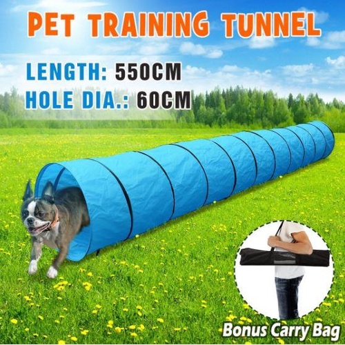 Pet Agility Training Waterproof Cat Dog Exercise Tunnel Chute 5.5M & Carry Bag