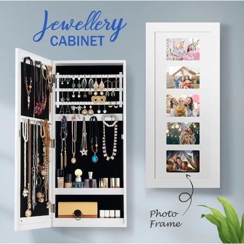 Wall Hanging Jewellery Cabinet Makeup Jewelry Storage Cabinet w/Photo Frame WH