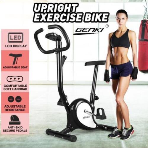 Genki Upright Exercise Bike Indoor Spin Bicycle Cycling Home Gym Equipment Black