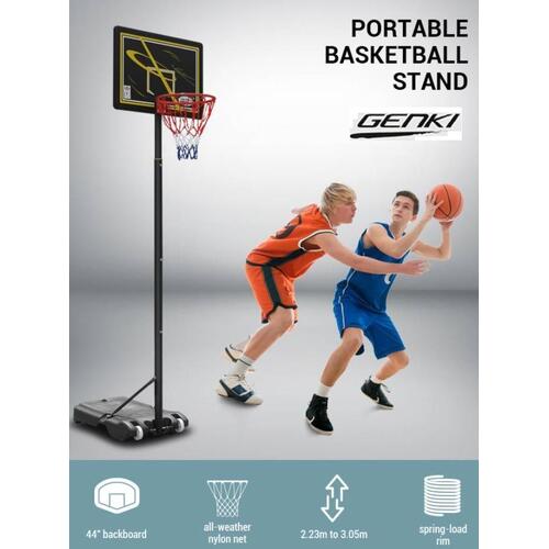 Genki Portable Adjustable Basketball Hoop Stand System Kids Adult Net 1.55-2.6m