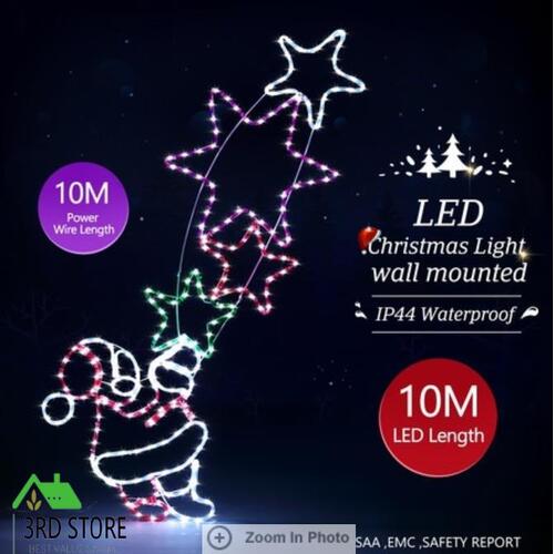 Christmas Lights Santa and Star Motif 10M LED Rope Fairy Xmas Decoration Outdoor Home Display