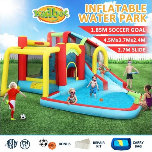 Inflatable Water Park Water Slide Jumping Castle Bouncer w/Cannon Outdoor Toy